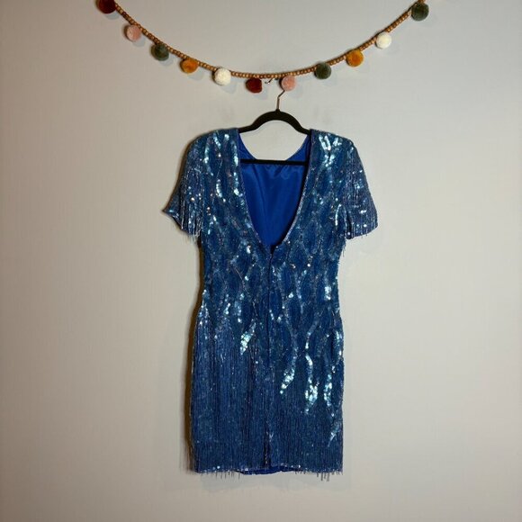 Vintage blue beaded sequin embellished dress - Picture 5 of 6